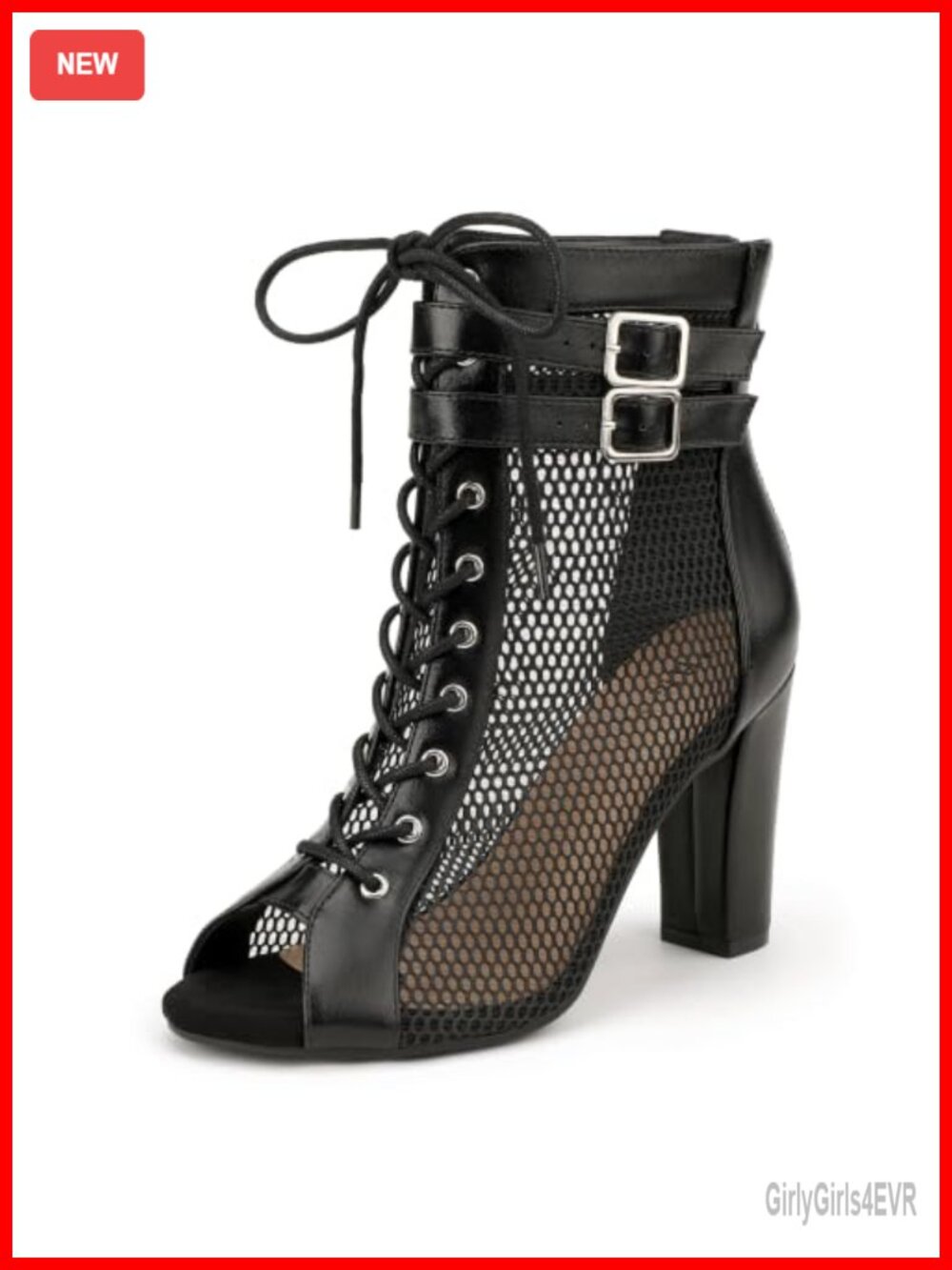 IDIFU High Heels Peep Toe Mesh Heeled Sandals